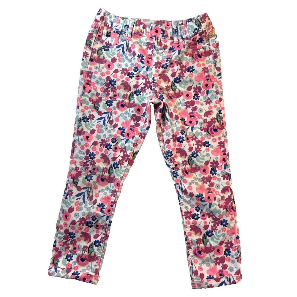 Jordache Floral Jeans Girls 10-12 Colorful Crop Elastic Waist‎ Cottagecore Boho